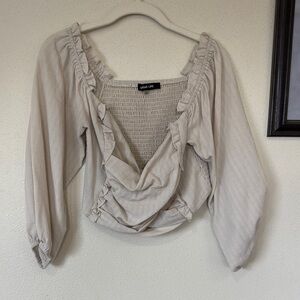Elegant Beige Ruffle Top
